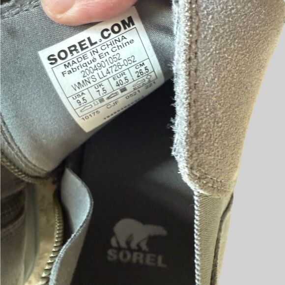 Sorel Evie Zip Leather Quarry/Sea Salt Women's Ankle Boot Size 9.5 - Picture 8 of 9